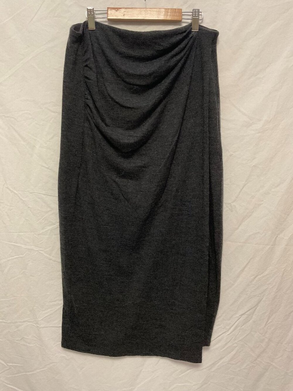 Vince Dark Gray Draped Wool Skirt